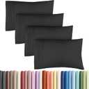 King Pillow Cases Set of 4 - Ultra Soft Hotel Quality Pillowcase Covers - Comfy, Cozy & Wrinkle Free - Shrinkage, Stain and Fade Resistant - Machine Washable Pillow Protectors - 4 Piece Set - Black