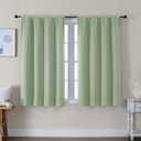 Simplebrand Ava Light Green Short Blackout Curtains for Bedroom 45 Inches Long 2 Panels Set, Solid Thermal Insulated, Energy Saving Window Treatment Curtains Blackout Drapes, W40 x L45 Inch