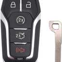 Key Fob Case Shell Fit for Ford Explorer Edge Mustange Fusion 5 Buttons Replacement Keyless Entry Remote Smart Key Fob Cover Casing with Button Pad & Uncut Key Blade Blank