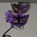 MYMENU Masquerade Mask for Women Couple Masquerade Mask for Men Shiny Venetian Mask Halloween Mask for Party Prom (Purple Couple Set)