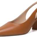 Mostrin Block Slingback Heels for Women Pointed Closed Toe Chunky Heels Office Work Shoes Women's Pumps for Business Casual (9.5, Brown)