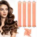 Heatless Curlers, No Heat Hair Curlers to Sleep In for Overnight Curls, Comfortable Hair Curlers to Sleep In, Overnight Heatless Curling Kit with Satin Headscarf, For All Hair Types - 4Pcs Orange