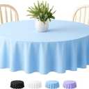 Disposable Table Cloth - 12 Pack, 84 Inch Table Cloths for Parties, Light Blue Plastic Table Cover, Decorative tablecloths Suitable for Round Tables, Leakproof & Sturdy, Blue Tablecloth