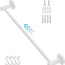 Adjustable Single Towel Bar 16 to 27.6 Inch, iMomwee Oil Rubbed White Finished Stainless Steel Bath Towel Holder, Wall Mounted Towel Rail for Bathroom Kitchen Washroom, 1" Diameter Towel Rod with Hook