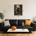 Framed Vintage Halloween Wall Art, Gothic Pumpkin Headless Horseman Wall Decor, Dark Academia Artwork Canvas Paintings, Moody Spooky Forest Posters Prints Pictures for Living Room Bedroom 16x24 Inch