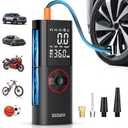 Tire Inflator Portable Air Compressor, 150PSI Rechargeable Air Pump for Car Tires with Battery, Cordless Tire Pump with Pressure Gauge & LCD Dual Screen, for Cars, Motorcycles, Bikes, Balls (Red)