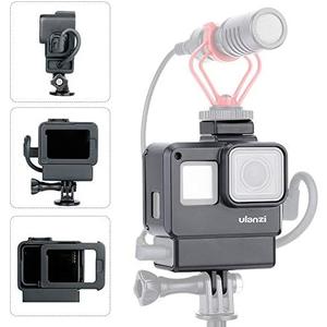 Vlogging Protective Case for GoPro Hero 7/6/5 with Cold Shoe Mount Microphone Adapter Storage W Back Door Compatible with Gopro Series Frame Housing Accessories Perfect Vlog Setup Video Filmmaking