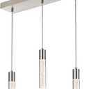 MELUCEE 5 Color Dimmable LED Pendant Lighting for Kitchen Island, Modern Crystal Bubble LED Linear Chandelier Brushed Nickel Ceiling Hanging Light for Dining Room Bar Counter Hallway, 15W 1500LM