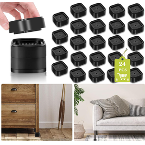 24 Pack Furniture Risers 1, 2 or 3 Inch, Adjustable Bed Risers Heavy Duty For Table Desk Couch Chair Sofa Cabinet Bed Legs Dorm, Square Stackable Bed Raisers Blocks Lift Height 1", 2" or 3", Black