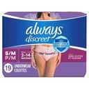 Always Discreet Adult Incontinence Underwear for Women and Postpartum Underwear, Small/Medium, Up to 100% Bladder Leak Protection, 19 Count