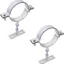 2 Sets 4 Inch Adjustable Pipe Bracket, Heavy Duty Galvanized Steel Split Ring Hanger, Round Supports for Plastic Ventilation Pipe Chimney Drainage Tube