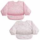 Tiny Twinkle Long Sleeve Bib for Babies & Toddlers | 2-Pack Waterproof Smock Bib for Eating | Machine Washable & Mess-Proof Feeding Essentials | Newborn Shower Gift (Toile,Bows, 6-24M)