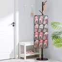 Dual Sided Hanging Shoe Organizer for Closet with Rotating Hanger Hanging Shoe Rack Holder with 24 Large Pockets (Grey-Mesh Pockets)