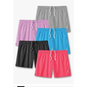Liberty Imports 5-Pack Women's Athletic Mesh Shorts 5" Inseam, Ladies Loose Pull-On Shorts with Zipper Pockets Size L