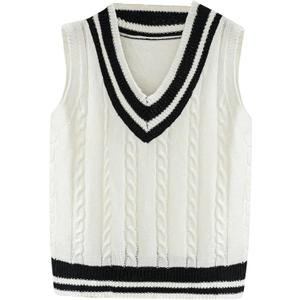 Floerns Women's V Neck Letter Striped Trim Sleeveless Sweater Vest Knit Top White Striped, X-Large Floerns Women's V Neck Letter Striped Trim Sleeveless Sweater Vest Knit Top White Striped, X-Large