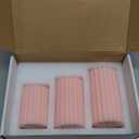 3 Pack Pink Ribbed Pillar Candles - Soy Wax Unscented Candles, 2.76x4.2/4.9/5.9 Inch Smokeless Non Toxic Cotton Wick, Perfect Spring Pillar Candles for Home Decor, Bathroom, Spa & Wedding
