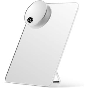 OMIRO Desk Makeup Mirror with 10X Magnifying Mirror, 10 x 7 inches Large Table Mirror with Adjustable Stand and Hanging Hole for Shaving and Travelling, White