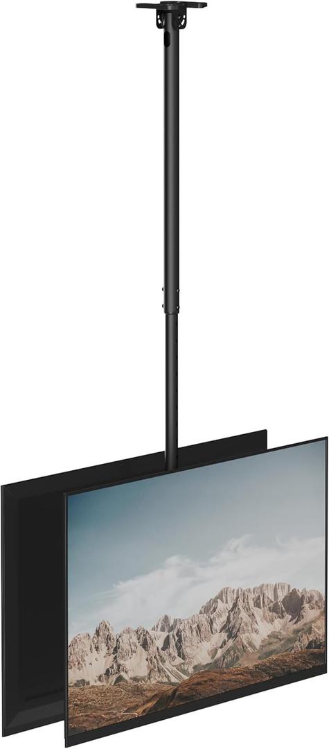 WALI Ceiling TV Mount Dual Screen Back to Back Fits Most Display 43 to 86 Inch TV, Up to 176lbs, 88 lbs for Each Screen, Height Extension up to 66.5 Inch, Mounting Holes 600x400mm (CM4386-2S), Black