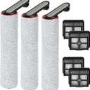Roller Brush and Filter Replacement Compatible with Dreame H12 Pro, H12 Dual, G10 Pro Cordless Wet Dry Vacuum Cleaner Accessories, 3 Pack Roller Brushes + 4 Pack Vacuum Filters