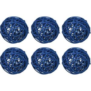 MECCANIXITY 6 Pcs Wicker Rattan Balls 3.2 Inch Rattan Decorative Balls Vase Fillers for Wedding Party Centerpiece Bowls Home Decoration Lake Blue