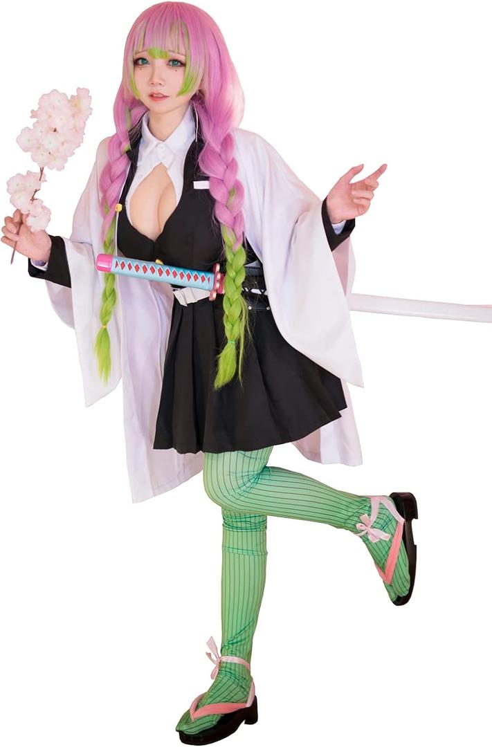 Women Anime Cosplay Costume Anime Cosplay Outfit Halloween Kimono Cloth (Mitsuri, Medium)