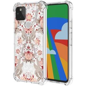 JDYGWK Case for Pixel 5A 5G Google 5A 5G,Clear Flower Pattern,Soft TPU Silicone,Thin,Shockproof,Anti-Scratch Protective Cover for Google Pixel 5A 5G,Pink White Floral