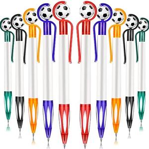 Dianelhall 20 Pcs Soccer Party Favors Soccer Pen Football Ballpoint Pens Retractable Multicolor Medium Point 1.0 mm Soft Grip Pen for Team Party Office(Multicolored,Vivid)