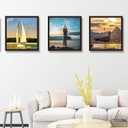 18x18 Frame Black With Mat 14x14 Solid Wood Picture Frames Wall Mounting (2 pack, 18x18 Inch)