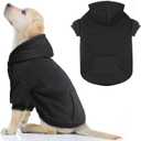 Dog Hoodie Dog Sweaters for Large Dogs,Pet Sweater Soft Solid Brushed Fleece Pet Clothes Pet Hoodie Sweatshirt with Pocket(Black-Large)