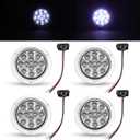 TMH 4 Inch 4 Pcs White 12 LED F3 Piranha Round Indicator Tail Lights Reverse for Caravan Cabin Bus Trailer Tow Dump ATV Heavy Duty Truck with Chrome Bezel 12V DC GAC12