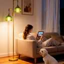 Lightdot 2-Light Glass Floor Lamp for Living Room, Dimmable Gold Floor Lamps with Green Glass Shade& Bulb Included, Modern Standing Tall Lamp with 5Lbs Heavy Base for Bedroom/Sofa Beside/Corner Decor