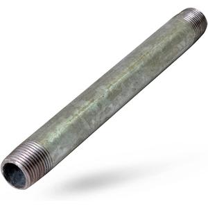 Supply Giant OQHM1512 12" Long Galvanized Steel Nipple Pipe Fitting with 1-1/2" Nominal Size Diameter, 1-1/2" x 12"