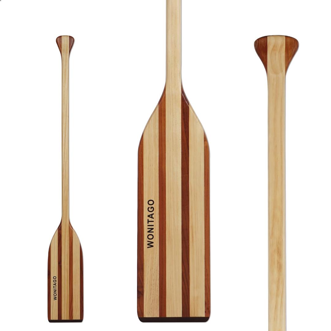WONITAGO Wooden Canoe Paddle with Anti-Collision Edge, Wood Boat Paddle