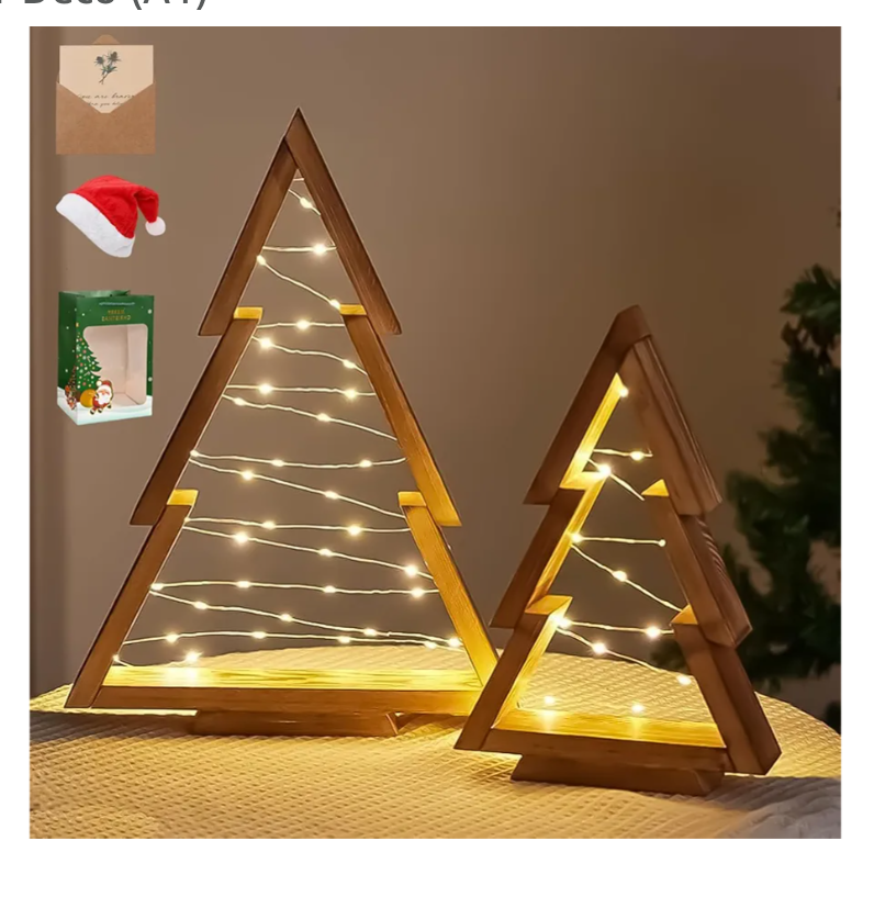 Light up Wooden Christmas Trees, 2026 New Handmade Tabletop Christmas Tree Decorations with LED Lights for Farmhouse Home Kitchen Table Mantle Shelf Party Indoor Deco (A1)