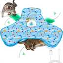 Interactive Cat Toys for Indoor Cats, Automatic Hide and Seek Motion-Activated Cat Toy with Moving Feather & Animal Chirps, USB Rechargeable Electric Cat Enrichment Toy for Bored Adult Cats & Kittens