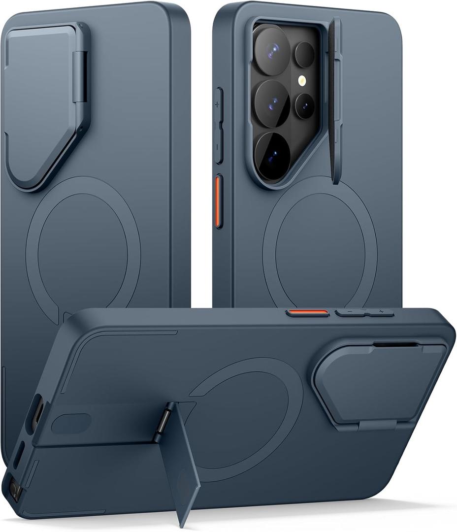 SURITCH for Samsung Galaxy S26 Ultra Phone Case, Magnetic Protective Cover with Camera Cover & Adjustable Metal Kickstand for Galaxy S26 Ultra -Dark Blue