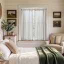 jinchan Striped Linen Kitchen Curtains 45 Inch Cafe Tier Curtains Balanced Stripe Farmhouse Small Drapes for Bathroom Laundry Over Sink Half Window Light Filtering 2 Panels Blue on Linen