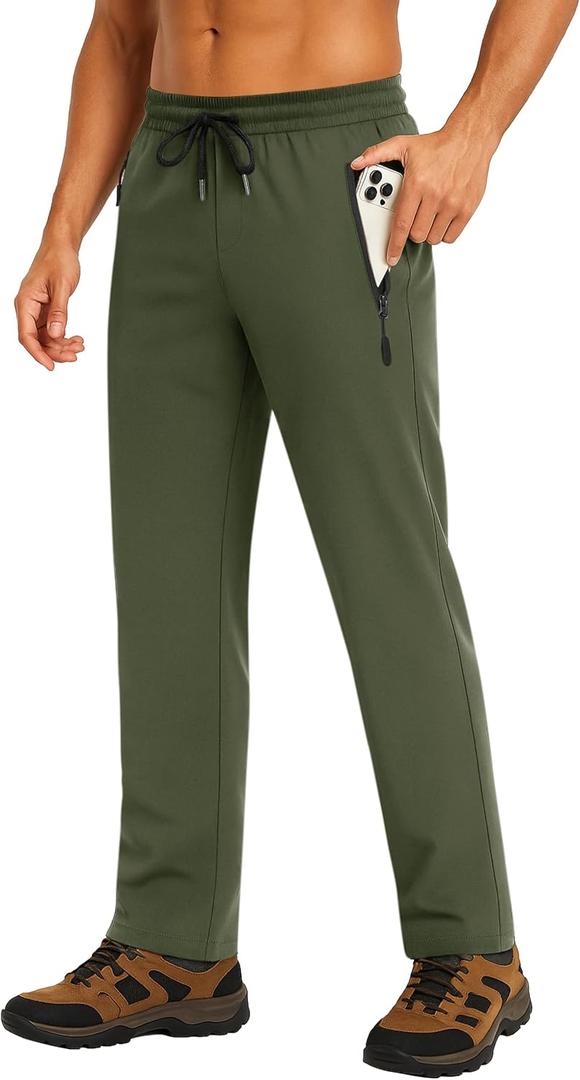 Forik Men's Lightweight Hiking Pants Quick Dry Waterproof Joggers Athletic Workout Sweatpants with Zipper Pockets
