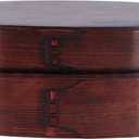 Lunch Box, Portable Sushi Box Rice Round Container Wooden Double Layers Food Storage Container for Office Travel (19 * 10 * 9.5 Old Paint Double Layer Lunch Box)
