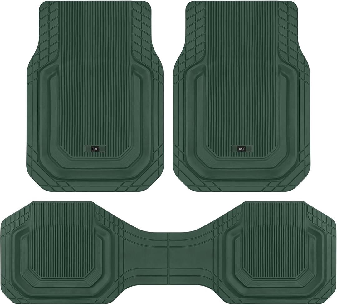 Cat® ToughLiner™ Car Floor Mats - Heavy Duty Trim to Fit Mat for Trucks - Car Mats & SUV Floor Liners for Car - All-Weather Truck Accessories & Odorless Rubber Automotive Mats - Green