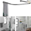 U Shower Curtain Rod Adjustable Stainless Steel U Shaped Rack Drill Free Install for Bathroom, Bathtub, Clothing Store (U Shaped, Length on both sides:31.5"-47",Middle width:34.7"-43")