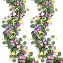 Waipfaru 2Pcs Eucalyptus Garland with Daisy 3D Butterfly, Green Garland with Flowers, 5.9FT Artificial Faux Eucalyptus Leaves Vines for Table Mantle Home Wedding Party Indoor Outdoor Decor