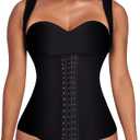 Ekouaer Women's Underbust Corset Waist Trainer Cincher Steel Boned Body Shaper Tummy Fat Burner XL, Black