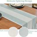 Wracra Linen Table Runner, Farmhouse Macrame Table Runners 48 Inches Long for Dining Table Decor, Wedding, Party and Dresser Decor (Aqua Blue,48")