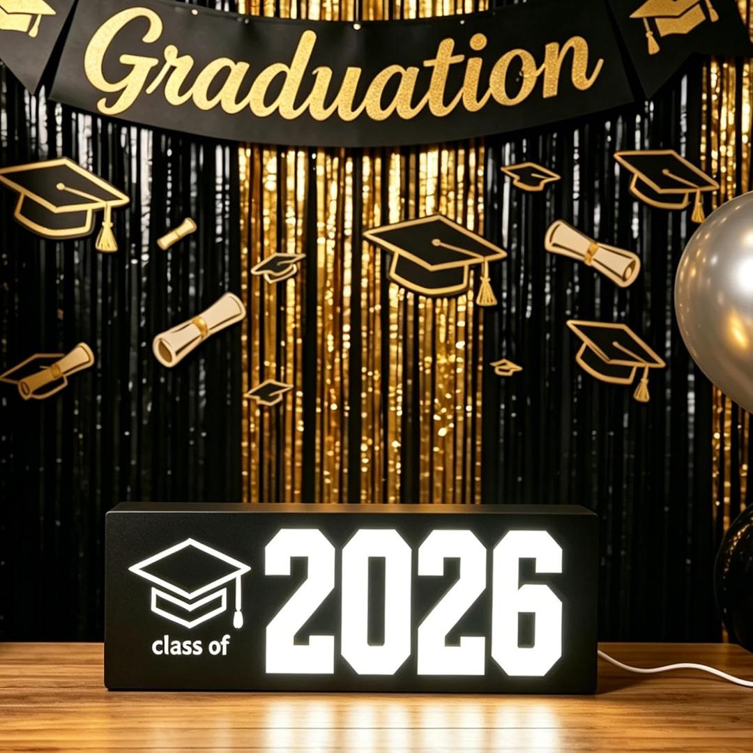 Class of 2026 Graduation GRAD LED Sign Light, USB Powered Graduation Cap Night Light for 2026 Grad Party Decor, Bedroom, Desk, Graduation Gift