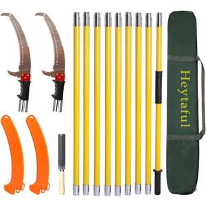 Manual Pole Saw 30 FT Extendable Tree Pruner High Branches Trimming for Pruning Palms and Shrubs with Long Handle (Yellow)