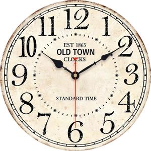 14 Inch Retro Round Wall Clock Old Town Vintage Antique Style Battery Operated French Country Silent Wall Clocks for Farmhouse,Garden,Home Kitchen,Bedroom,Office