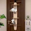 Door Hanging Cat Shelf, Multi Level Door Hanging Cat Tree, 4-Levels Over The Door Cat Tree, Vertical Space for Cats Door Hanging for Indoor Cats (1, Style)