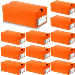 12 Sets Mini Sneaker Boxes for Party Favors Mini Shoe Gifts Boxes 4.7 x 2.5 x 2 Inch Sports Small Gift Case with Editable Label for Candies Cookies Snacks (Orange)