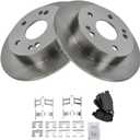 TRQ Rear Brake Pad and Rotor Set Semi Metallic Solid Rotors Compatible with 1997-2001 Honda Prelude